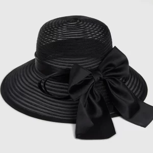 black hat with a bow